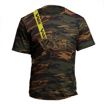 Embroidered Vass Cotton Camouflage T-Shirt with Yellow Printed Vass Brace