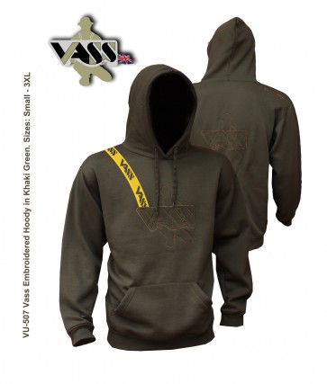 Vass Embroidered Hoody ‘Khaki Edition’ with yellow print brace