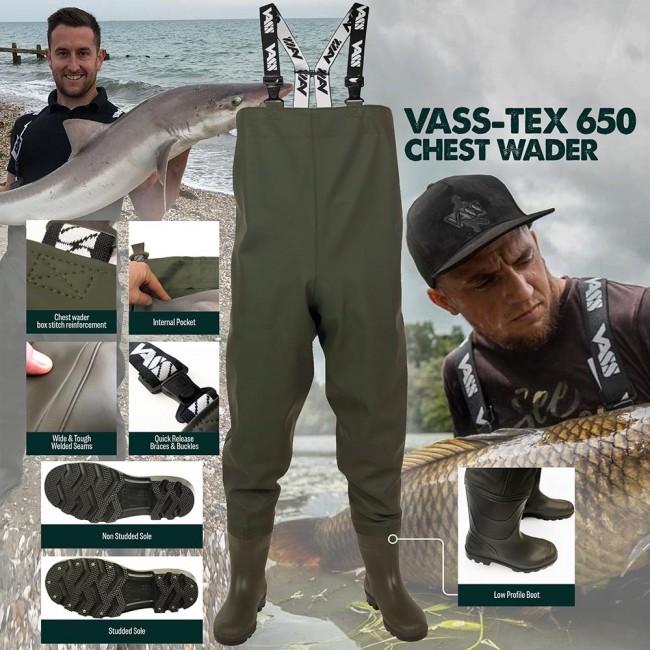 Vass Tex 650 Series Durable Chest Wader - Angling Active