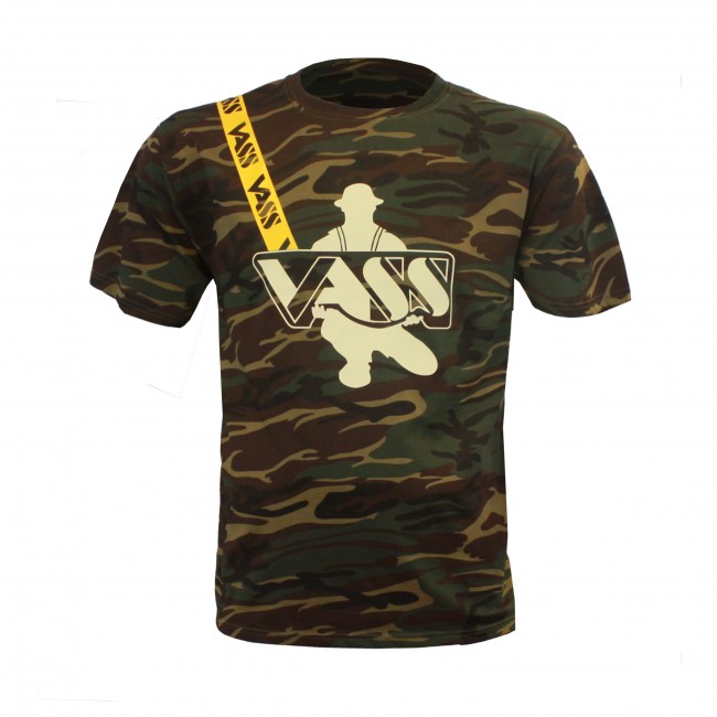 Vass Classic Printed Camouflage T Shirt with Yellow Vass Strap
