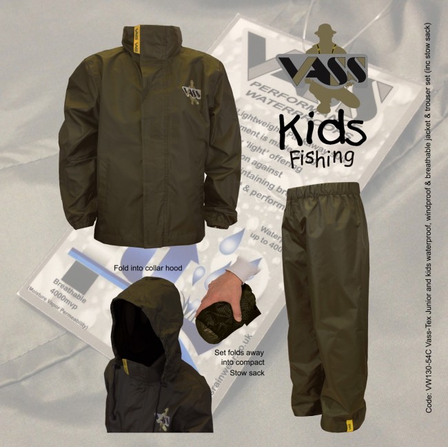 Vass Kids Junior Jacket trouser set lightweight waterproof breathable