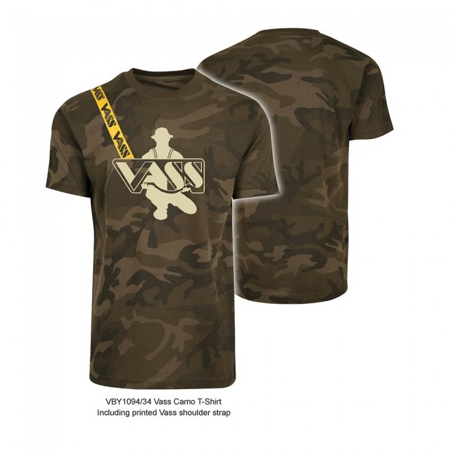 Vass ‘Classic Printed’ Camouflage T-Shirt with Yellow Vass Strap Large 