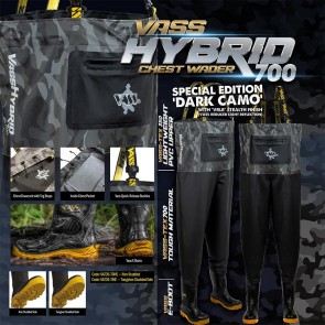 Vass Hybrid 700 Chest Fishing Wader – Dark Camouflage Special Edition (inc VRLR stealth finish)