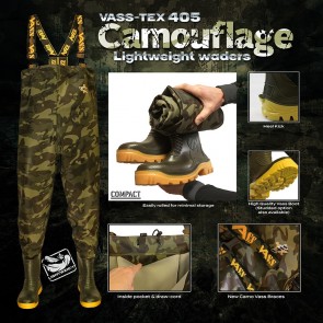 Vass-Tex 405E ‘lightweight’ Camouflage chest fishing wader