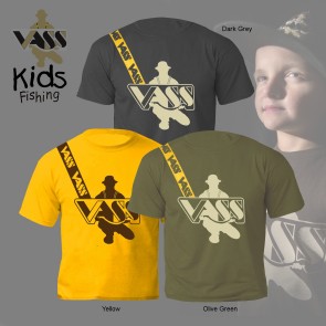 Vass Kids Fishing T-Shirt inc Vass Yellow Shoulder Print