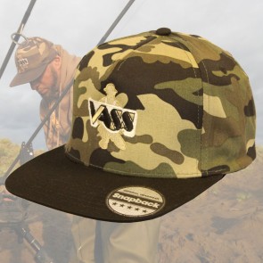 Vass SnapBack Fishing Cap – Camo with Black Peak